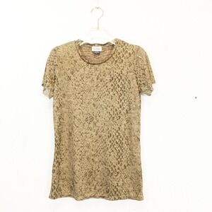 Snakeskin T Shirt Womens SMALL Tan Snake Print Stretch Tee USA Made JACK  JO